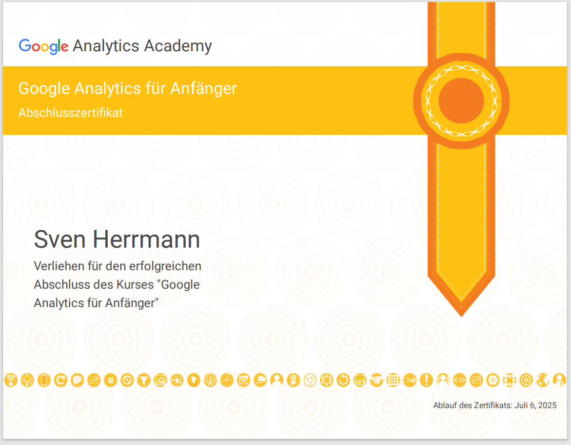 Certificate google analytics